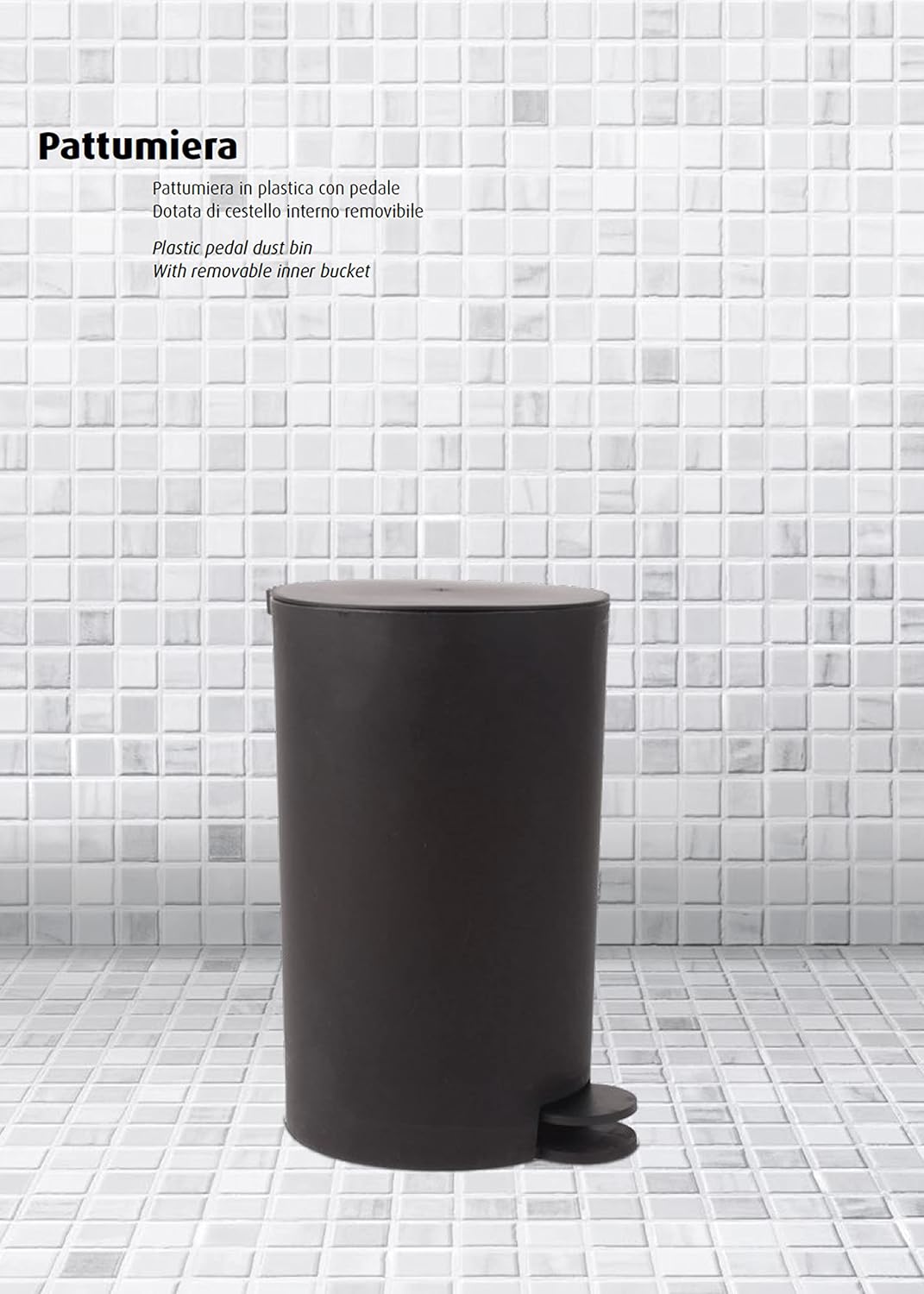 King Home PATTUMIERA C/PEDALE IN POLIPROPILENE 3 LT BIANCA 16x25,5h cm