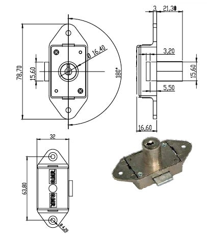 OMR ART.240401 SERRATURA A CILINDRO AD ASTE ROTANTI X PORTE