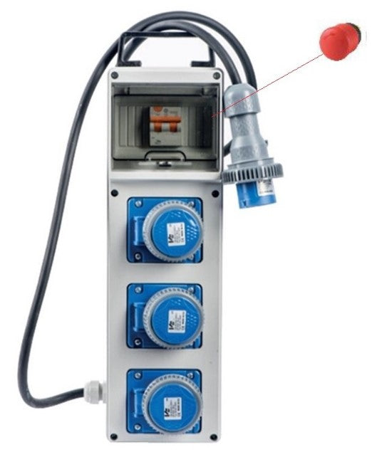 QUADRO PORTATILE IP67 3 CEE BLU C/PULSANTE