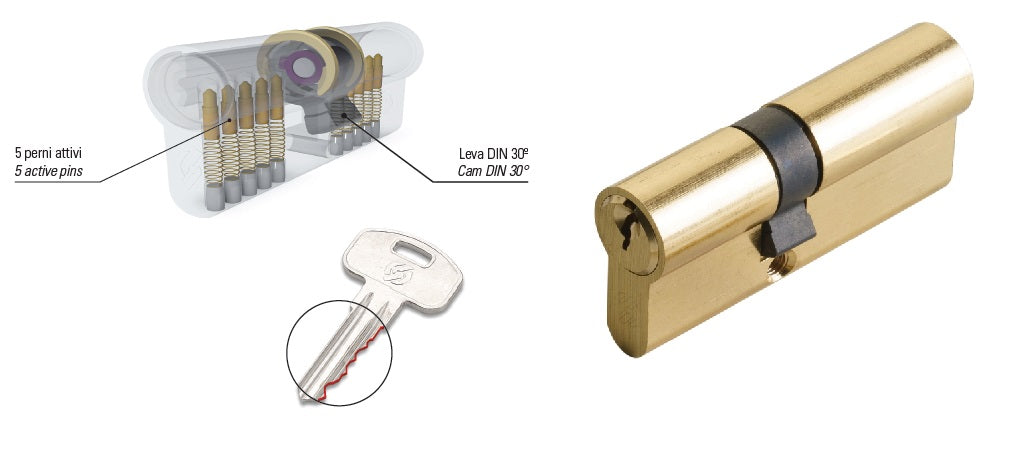 SECUREMME KY CILINDRO MM. 60(30X30) OTT.LUCIDO