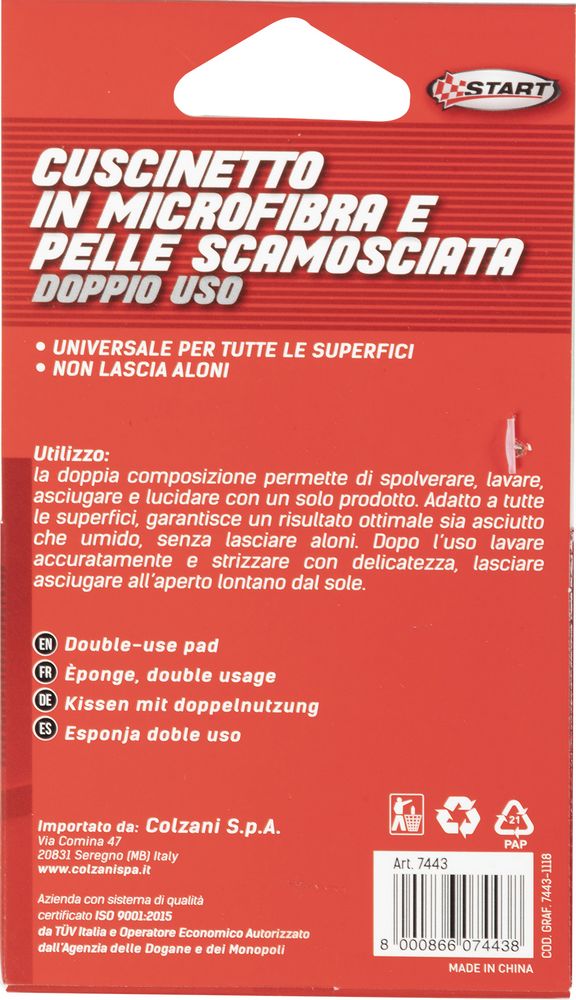 Cuscinetto singolo doppio uso dimensioni: 12x8x4 cm