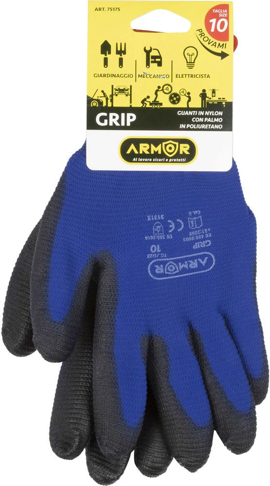 Guanti Grip tessuto nido d'ape in nylon e palmo in pu tg. 10
