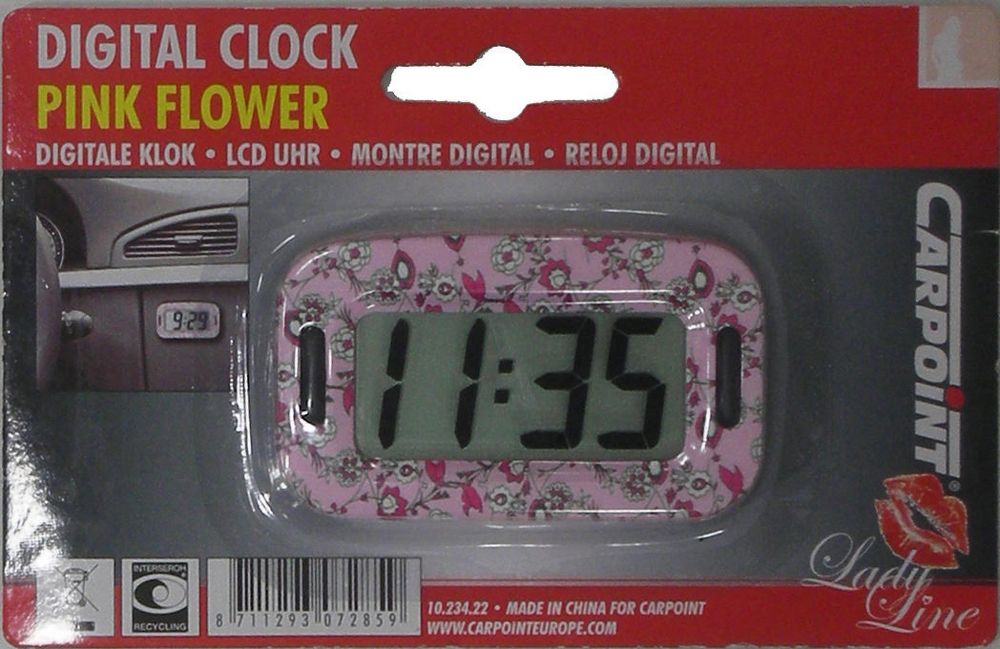 START Orologio digitale pink flocer motivo floreale Accessorio Originale Auto