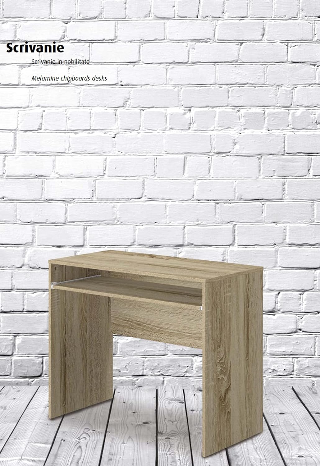 King Home SCRIVANIA BIANCA C/PIANO ESTRAIBILE 90x45x74h cm rovere