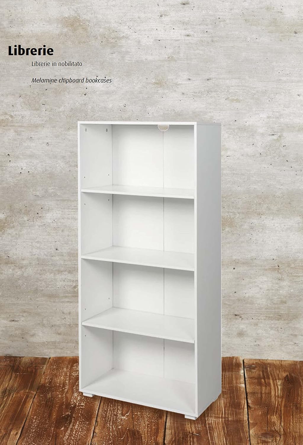 King Home LIBRERIA A QUATTRO RIPIANI 60x30x130h cm bianca