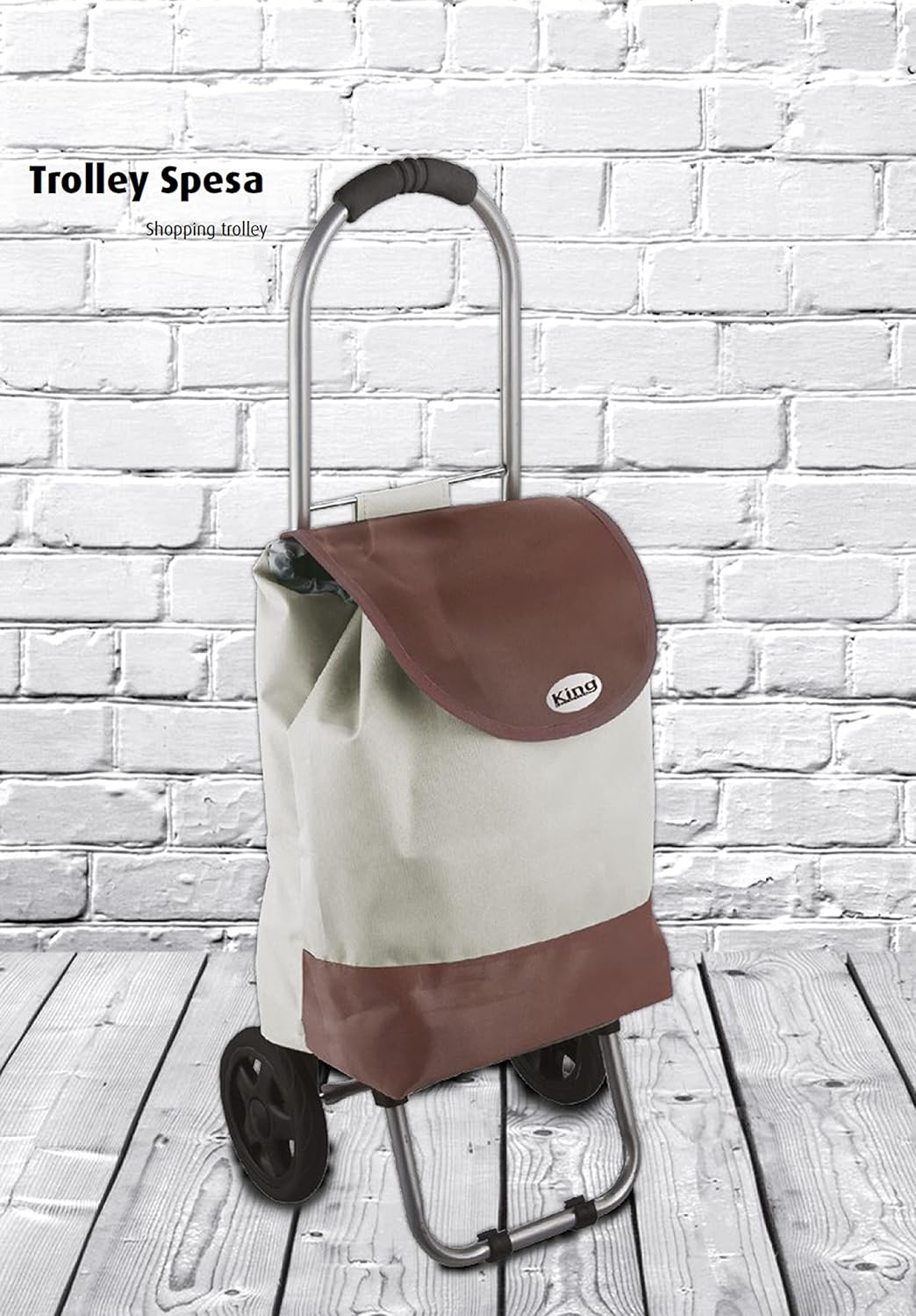 King Home TROLLEY SPESA ROSSO BICOLOR impermeabile 32x25x88h cm rosso/nero