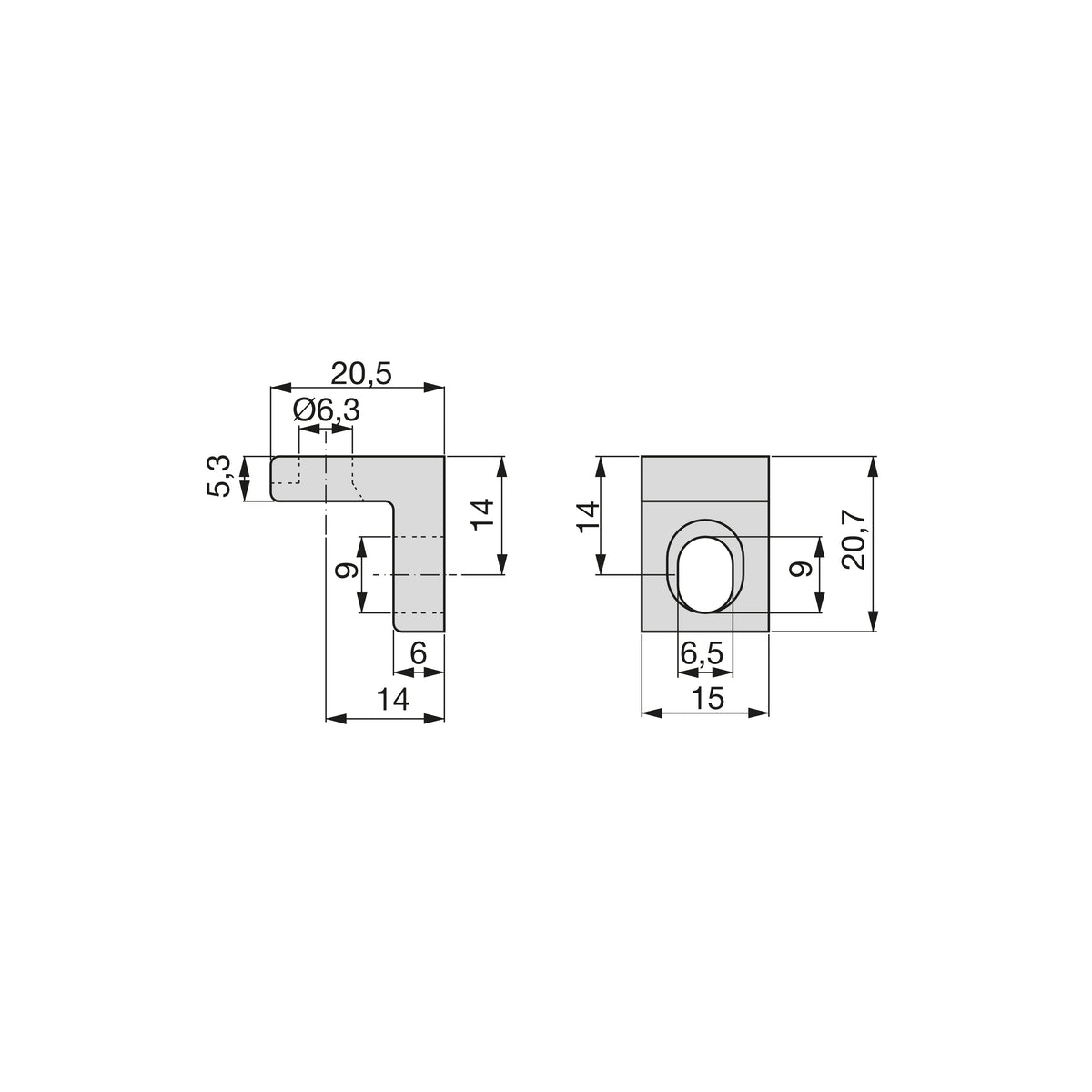 Squadra di unione per mobile 20,5 x 20,7 mm