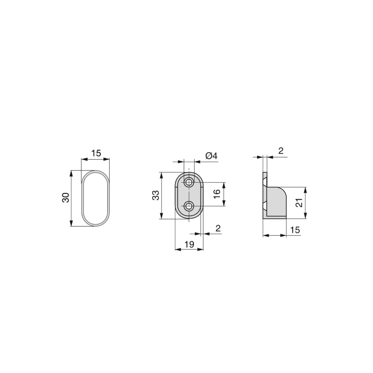 Kit tubo per armadio 30x15 mm acciaio