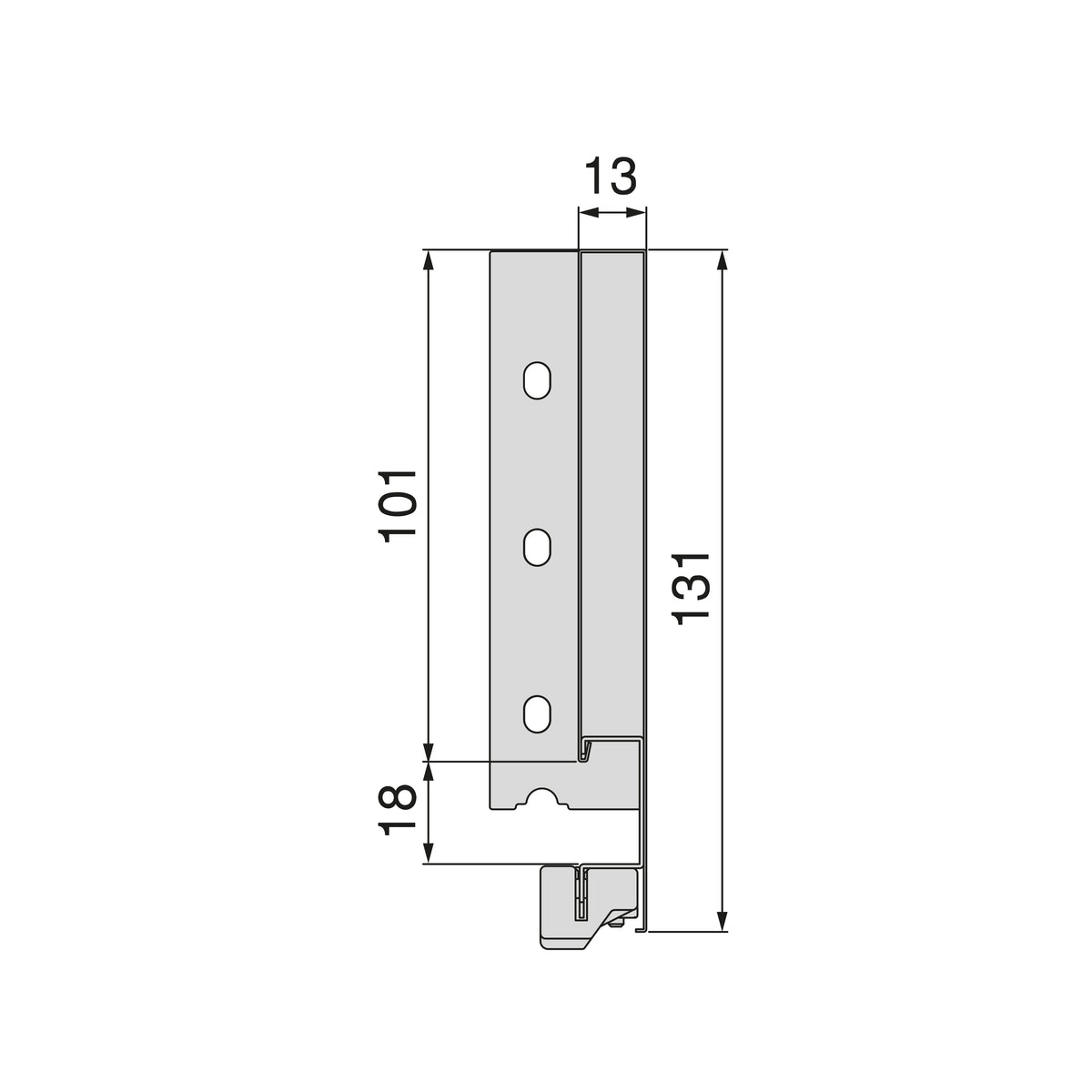 Cassetto esterno Vertex 40kg altezza 131mm per pannello da 18mm