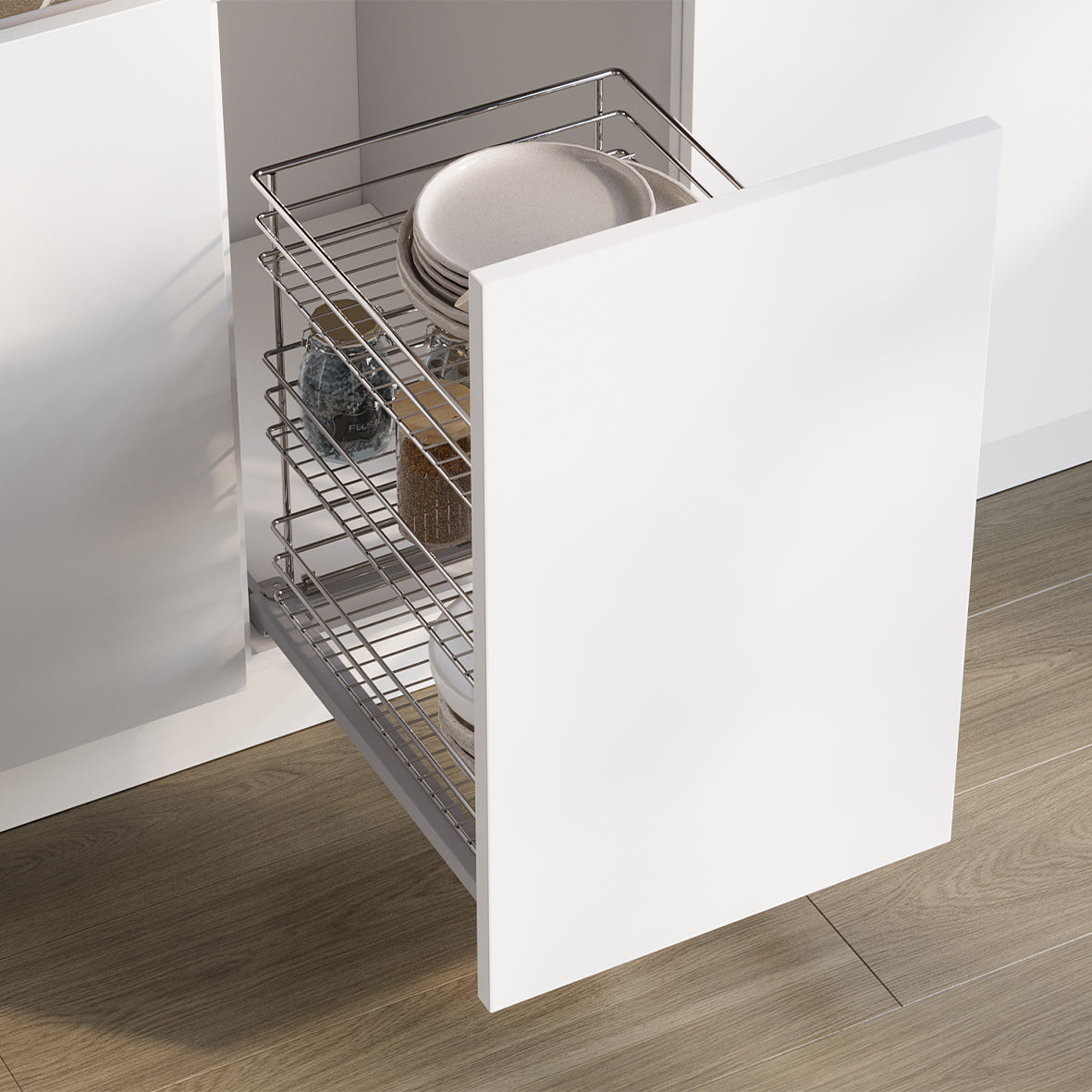 Carrello estraibile Supra con fissaggio inferiore e chiusura soft