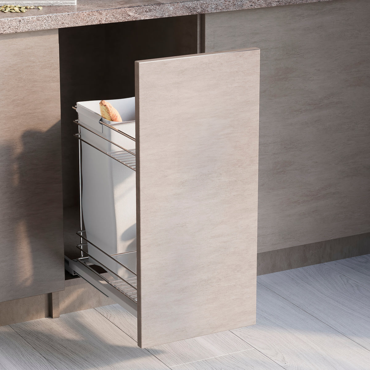 Carrello estraibile con cestelli e carrello del pane Supra con fissaggio inferiore e chiusura soft
