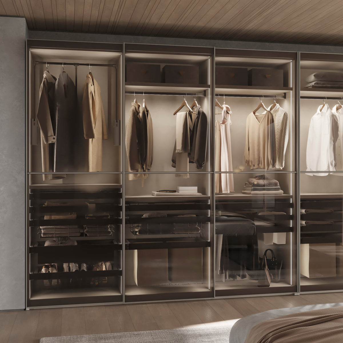 Cassetto in filo metallico per armadi e cabine armadio Quartz