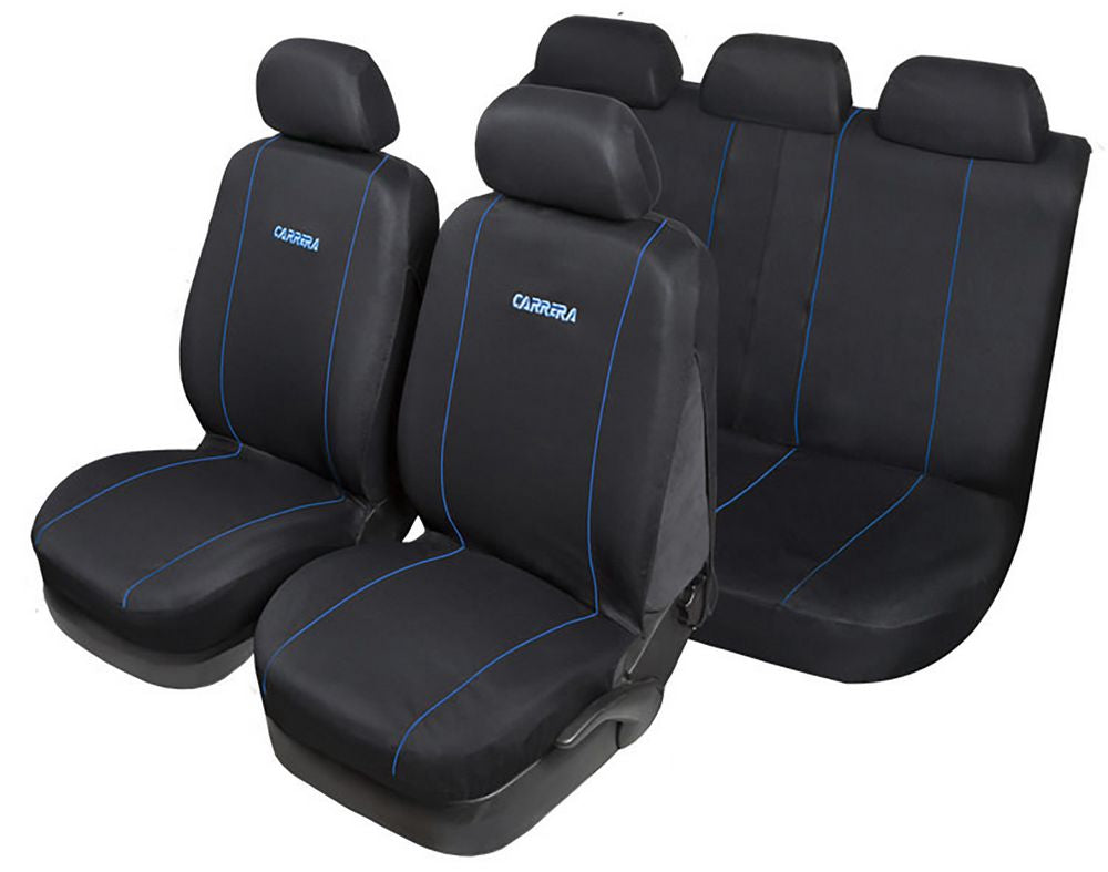 START Set Completo Coprisedili Gt Turbo Universale con 5 poggiatesta nero-blu