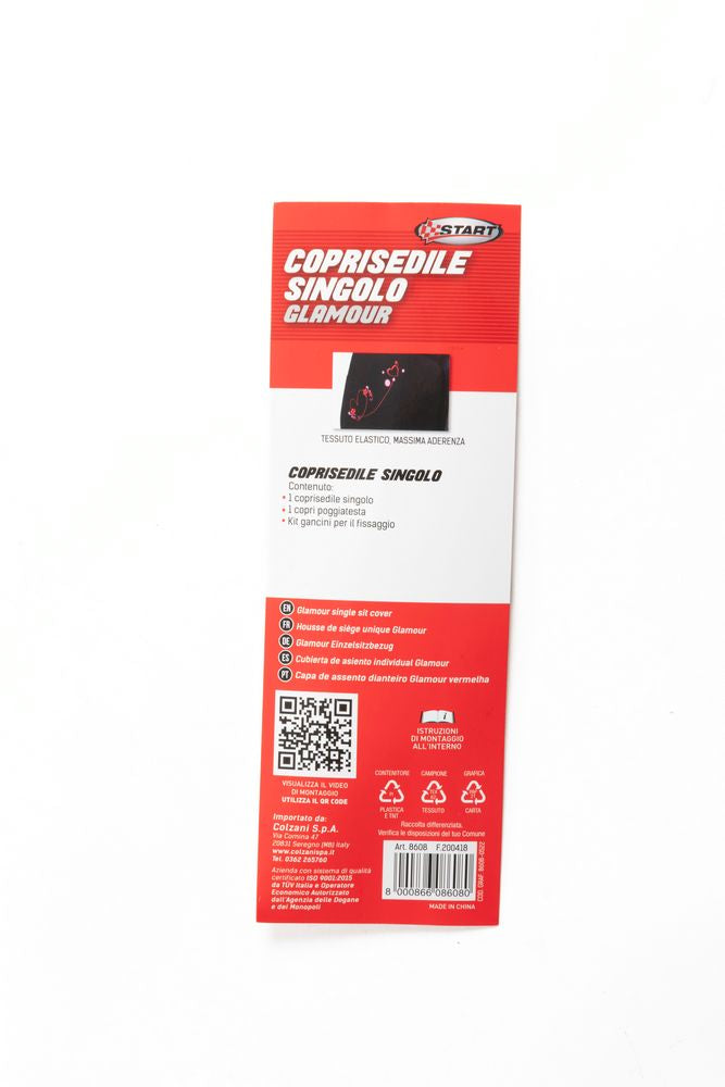 START Glamour Coprisedile Singolo anteriore Universale nero-rosso Originale