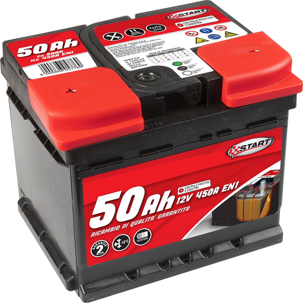 START Batteria Auto 50AH 12V 450A polo positivo sinistro Cassetta L1B Originale