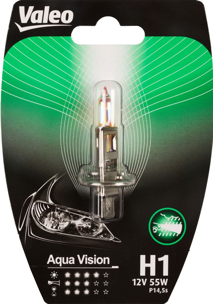 VALEO H1 lampada auto 12V 55W Aqua Vision attacco P14,5s Accessorio Originale