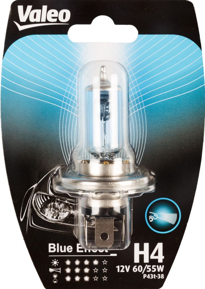 VALEO H4 lampada singola auto 12V 60/55W Blue effect attacco P43t-38
