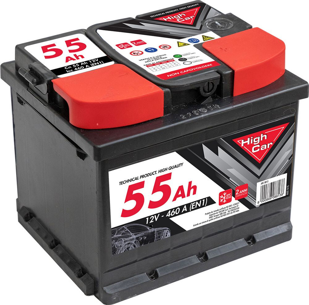 HIGH CAR Batteria auto 55Ah 12V 460 A Accessorio Originale Uso Quotidiano
