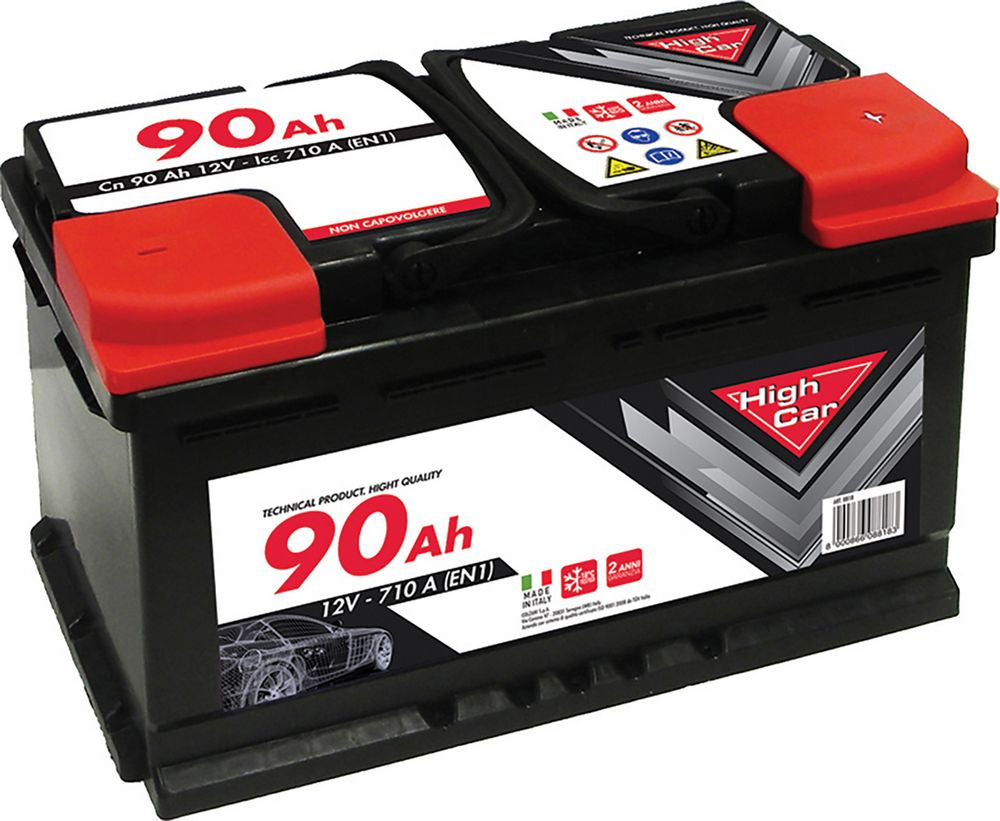 HIGH CAR Batteria Auto da 90AH 710A 12V polo positivo destro cassetta L4