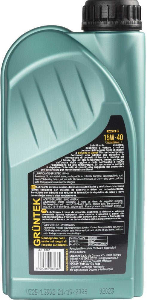 GRUNTEK Nuovo lubrificante 15W-40 capacit? di 1 L per autovetture e veicoli