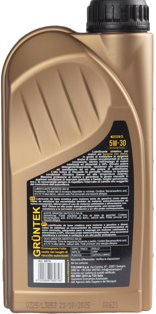 GRUNTEK Olio Power-G sintetico 1L 5W30 per motoridiesel e benzina