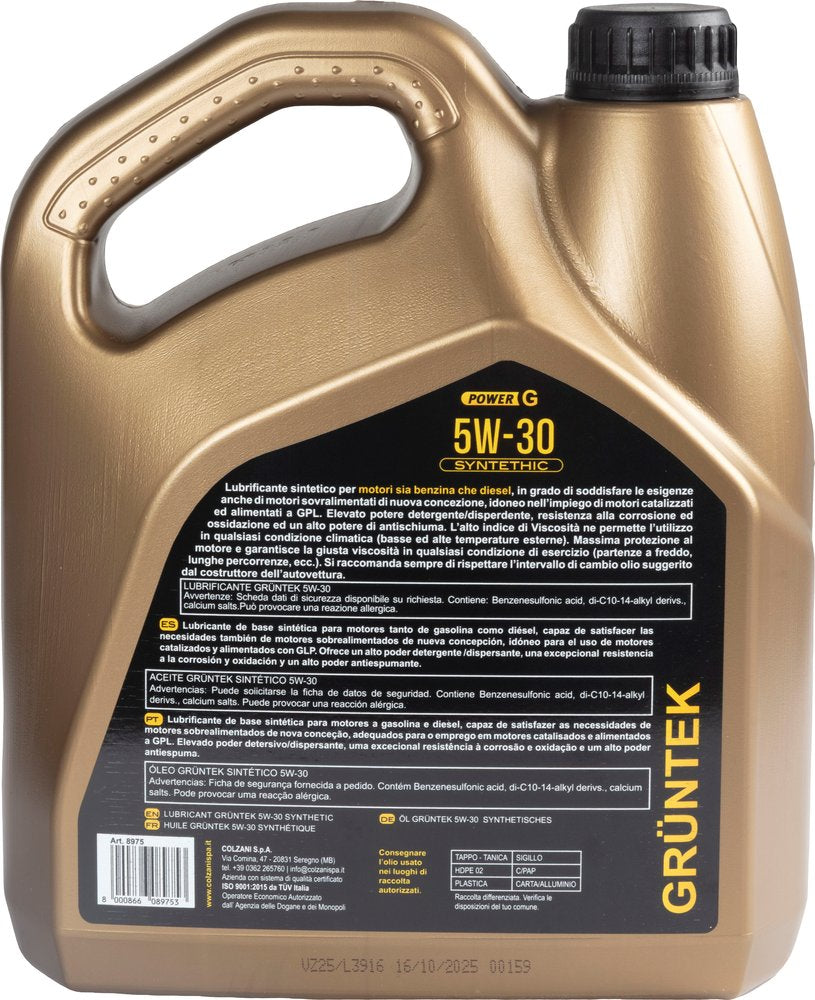 GRUNTEK Olio Lubrificante Power-G sintetico 4L 5W30 per motorediesel e benzina