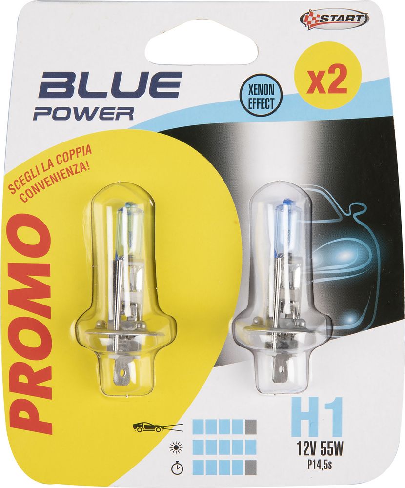 START Coppia di lampadine Alogena H1 Blue Power 12V 55W P14,5s