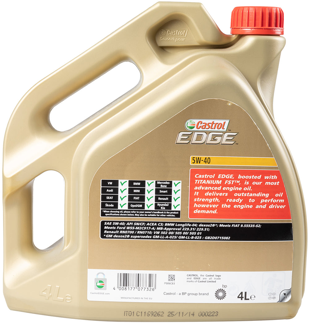 CASTROL Olio lubrificante per motore auto Edge 5W40 Titanium FST 4L Originale