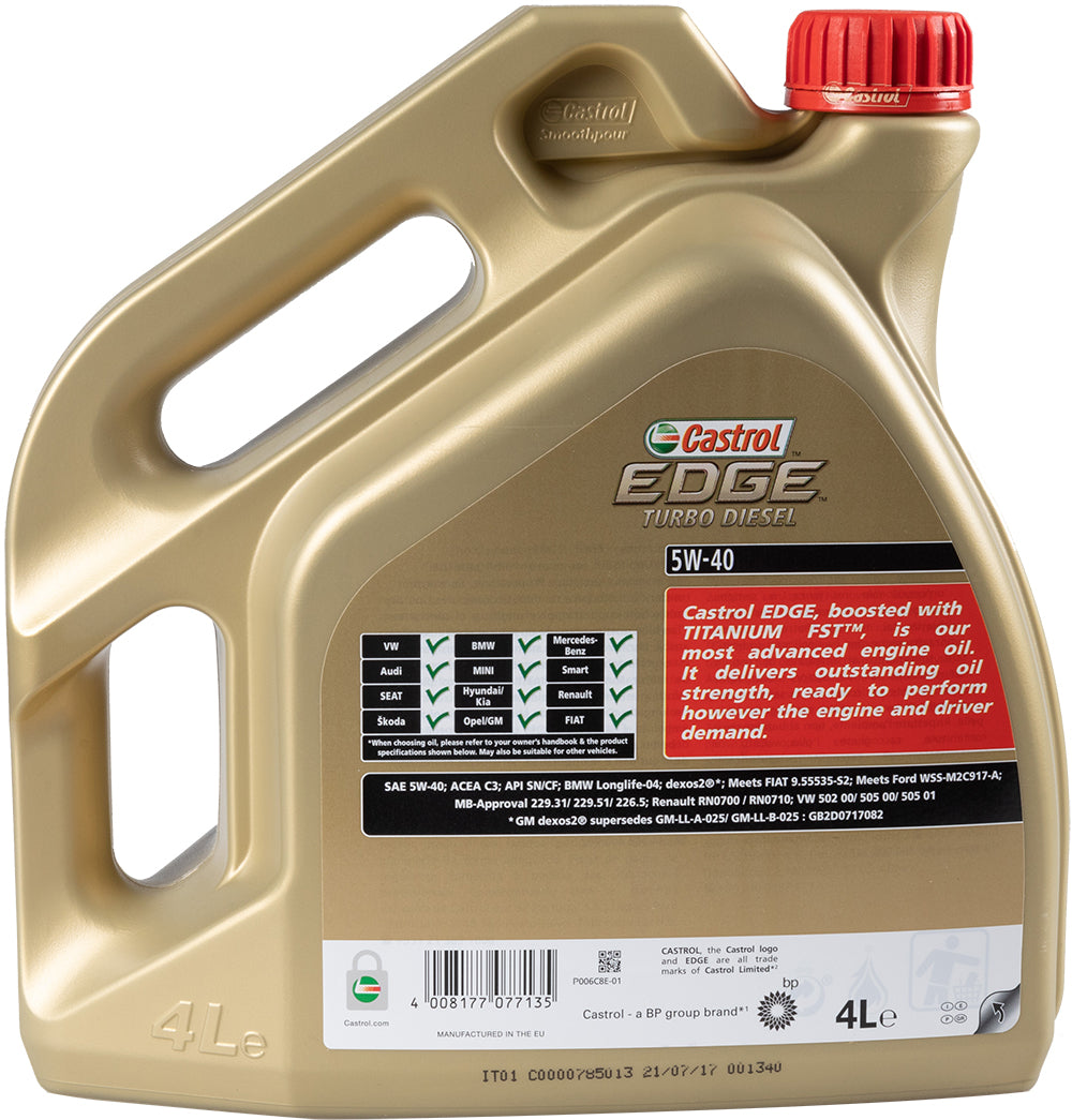 CASTROL Olio Lubrificante MOTORE EDGE TURBO DIESEL 5W-40 Q3 TITANIUM 4L