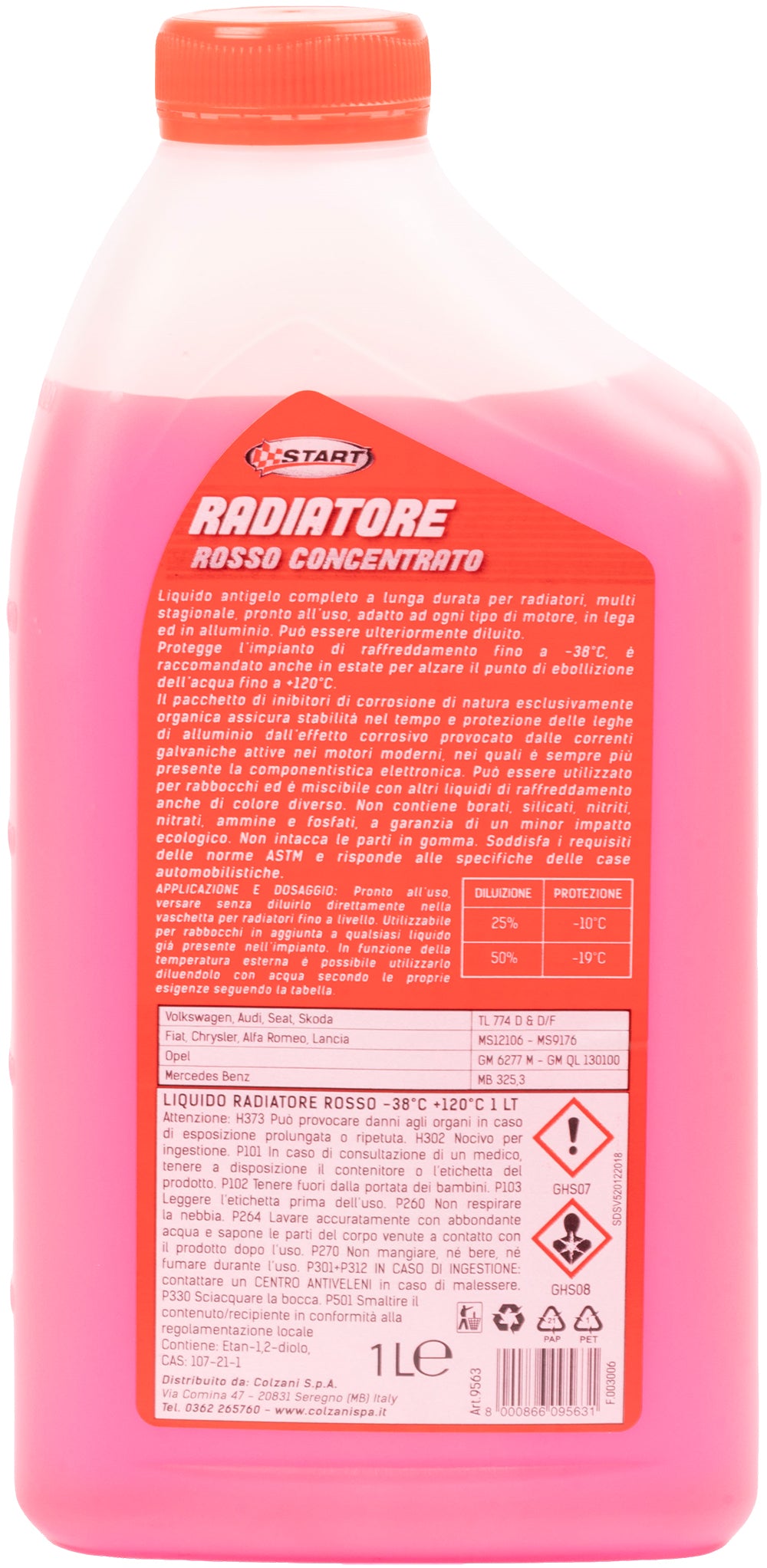 START- Liquido radiatore rosso -38C per motori in alluminio