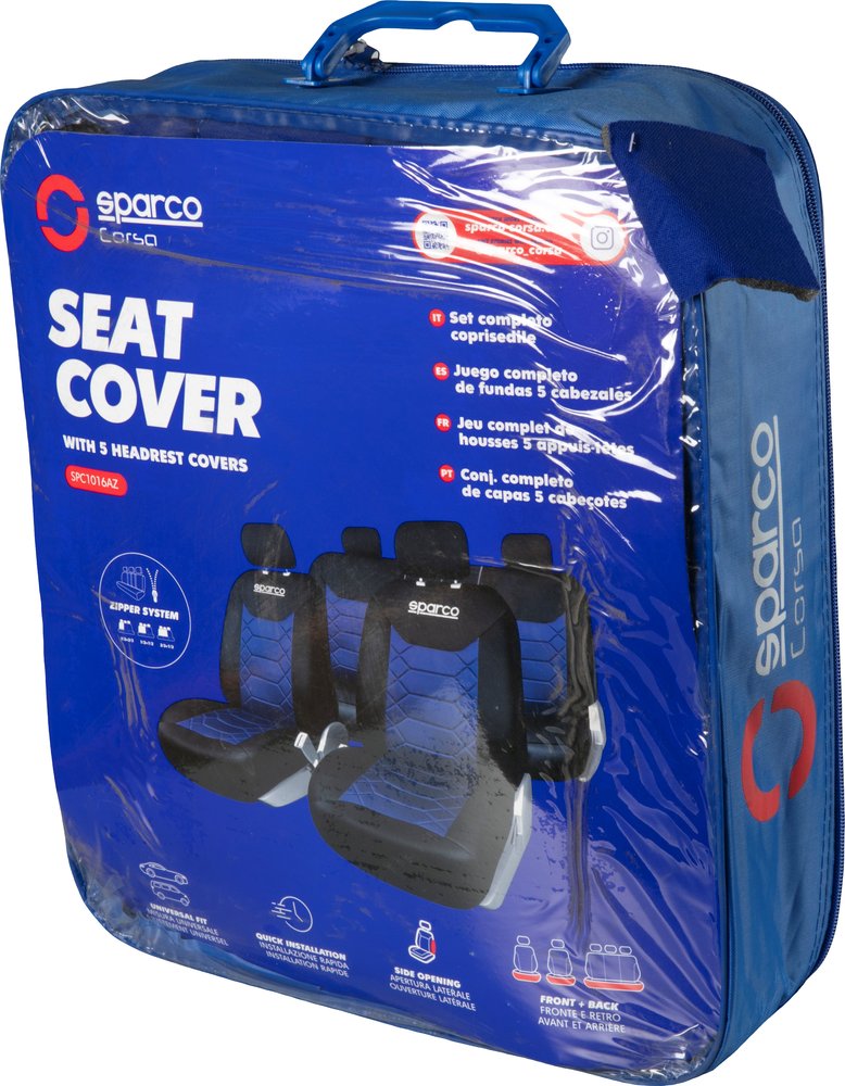 SPARCO Set completo SPC1016 coprisedili per auto universali nero/blu nido d'ape