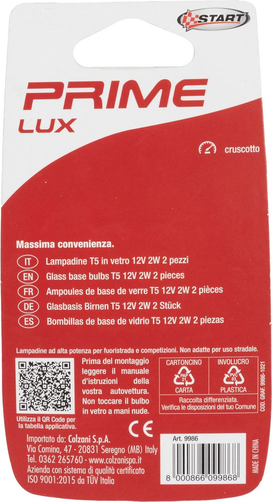 Coppia di lampadine auto alogene in vetro T5 12V 2W W2X4.6d