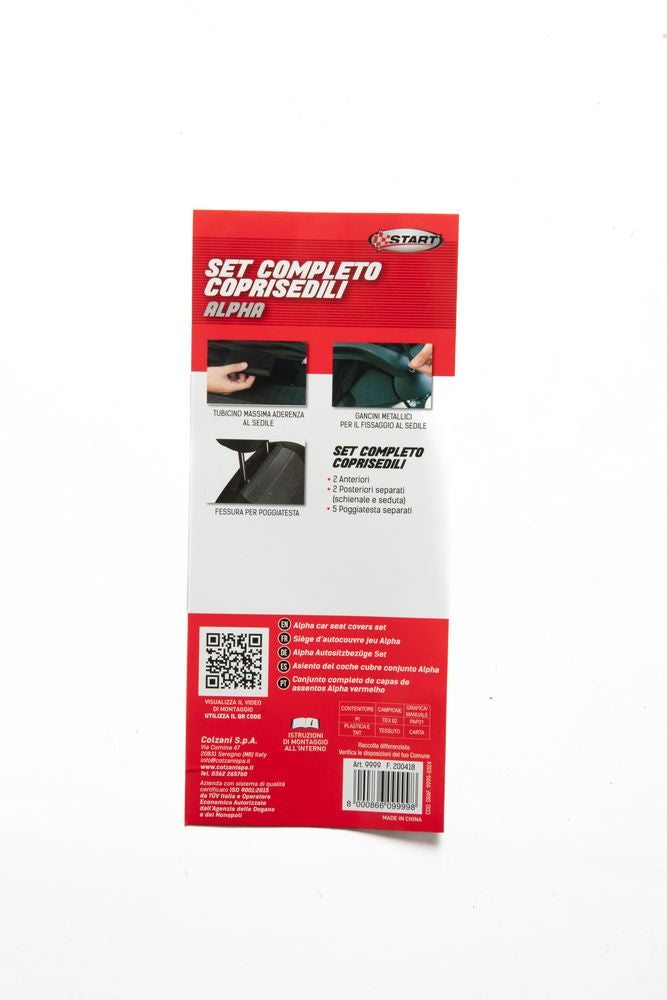 START Set di coprisedili Alpha rosso e nero Accessorio Originale Auto Resistente