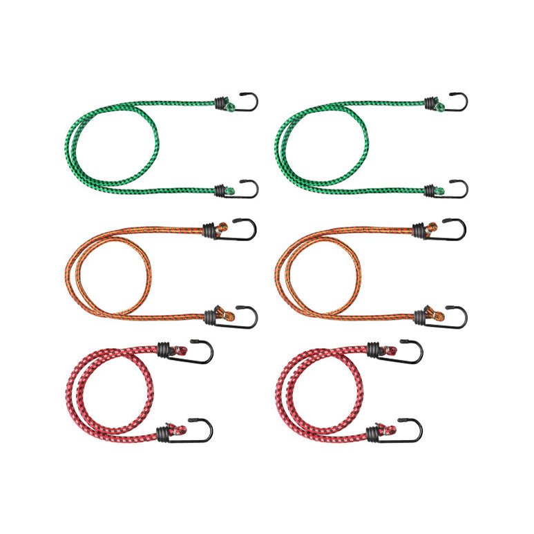 Cavo elastico assortito 8 da 600 a 1000 mm. con ganci plastificati 6 pz.