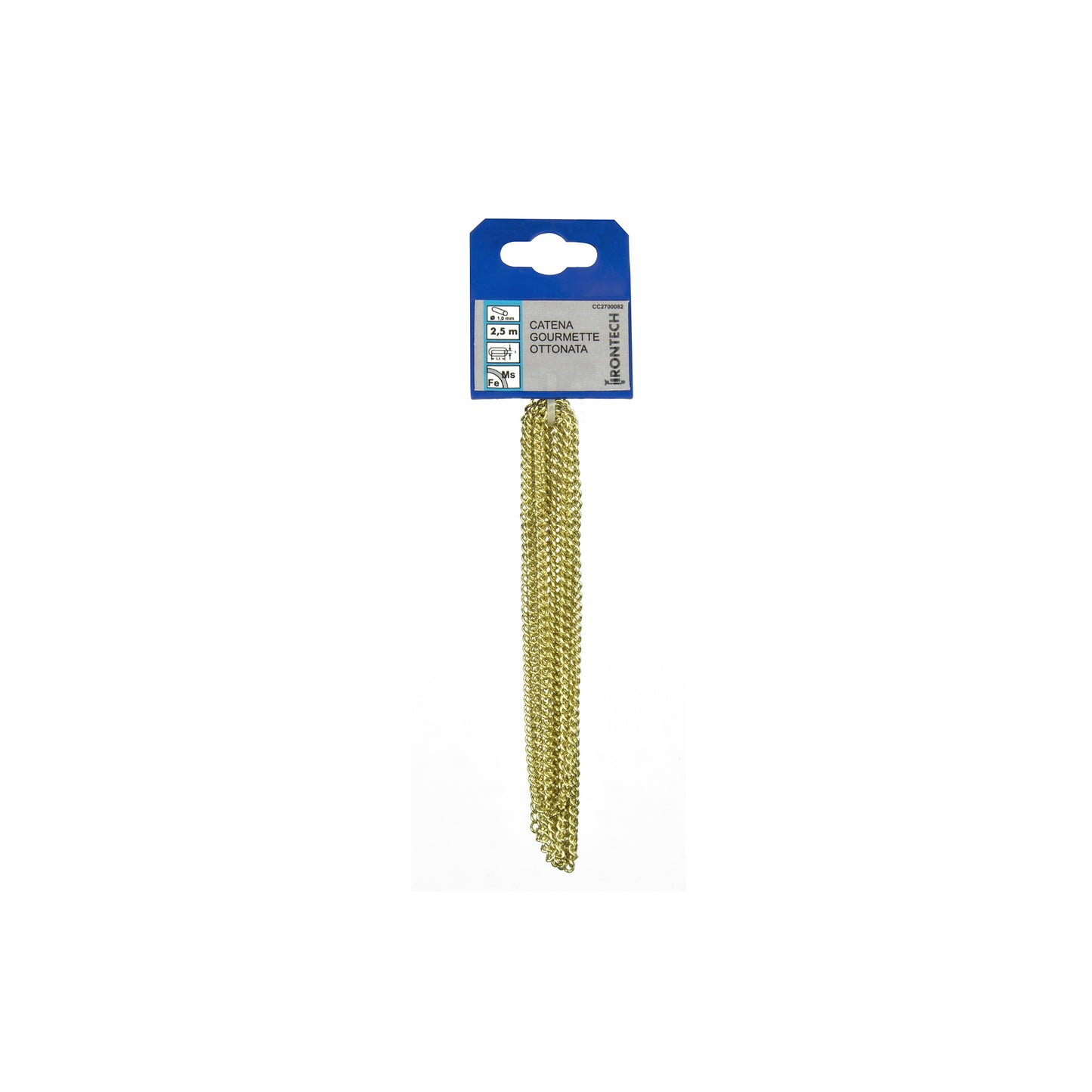 Catena groumette pretagliata 1,5 mm. in acciaio ottonato 2,5 mt.