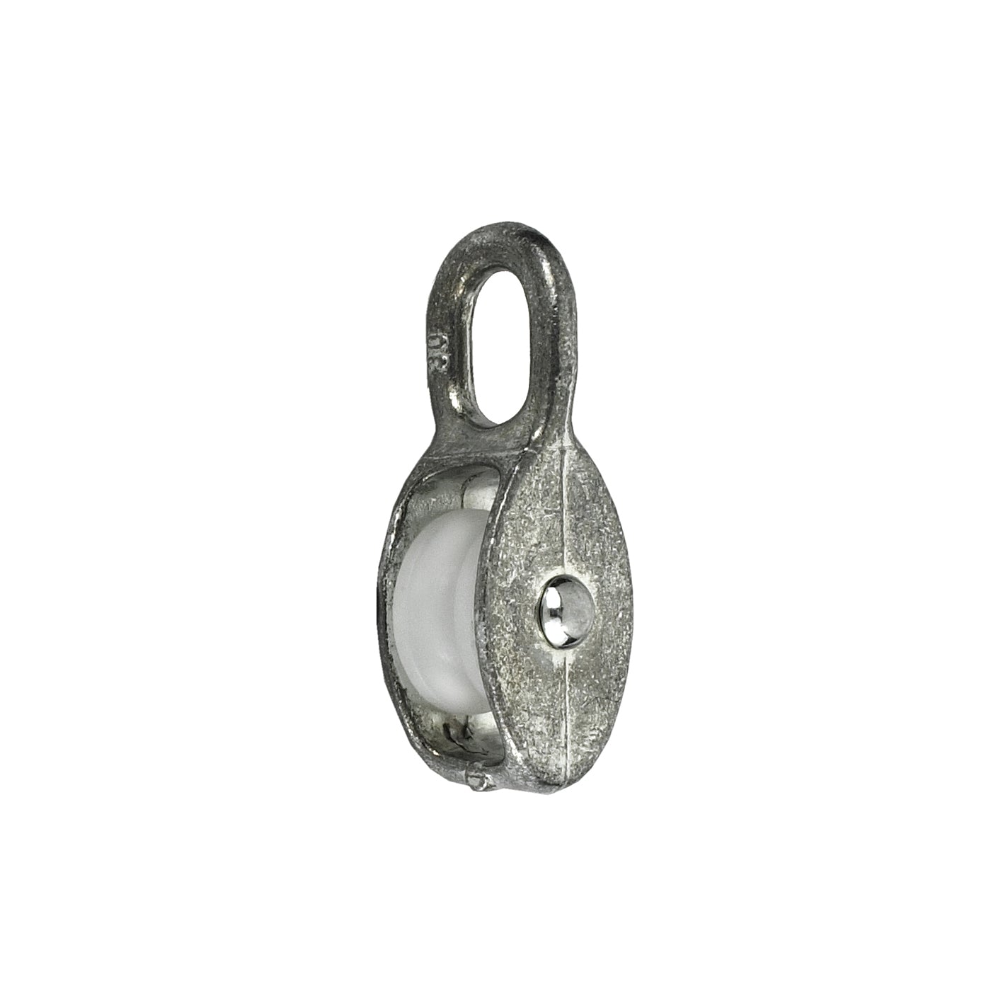 Carrucola ad 1 gola in lega di zinco e poliammide per funi 8 mm.