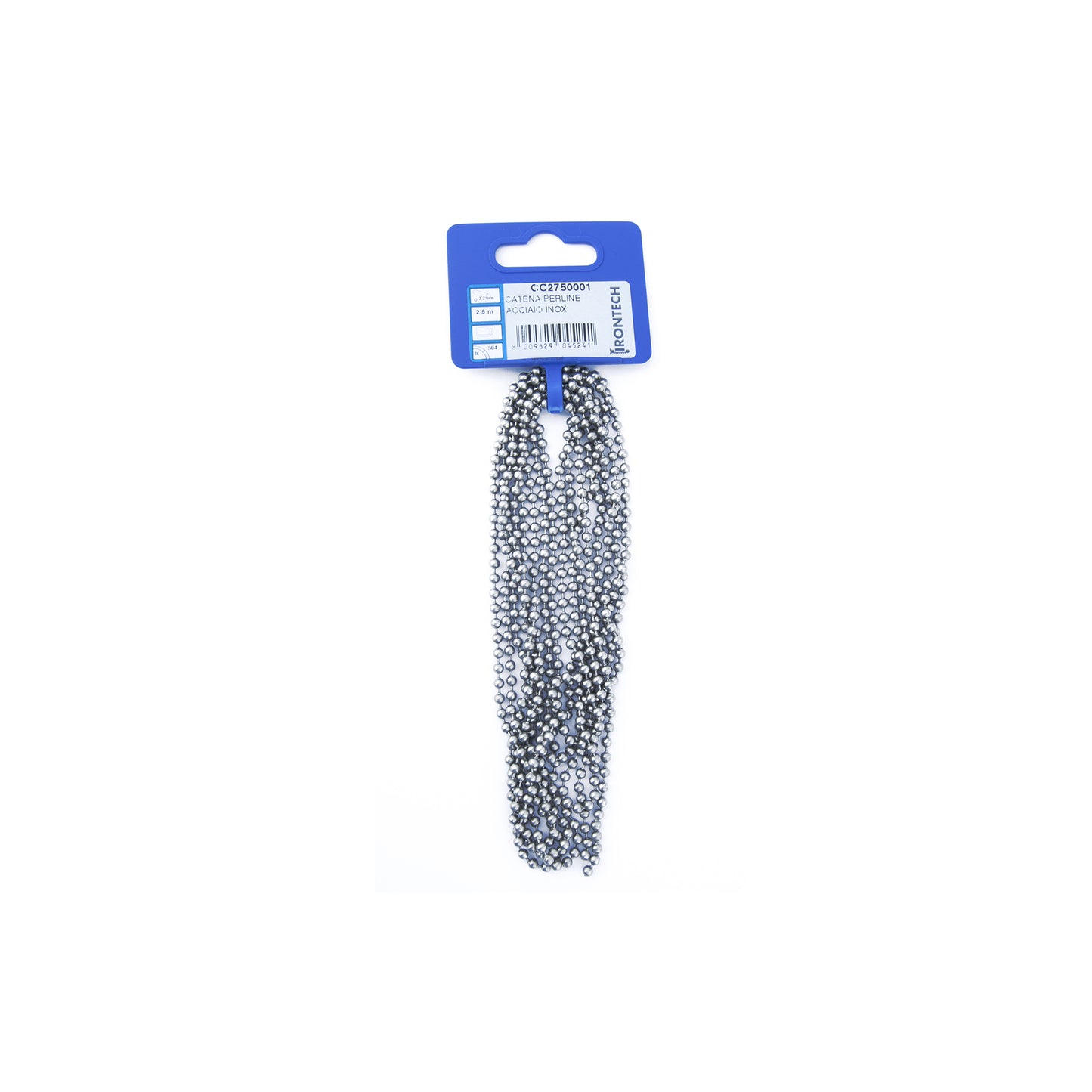 Catena a pallini pretagliata 3,2 mm. in acciaio Inox 2,5 mt.