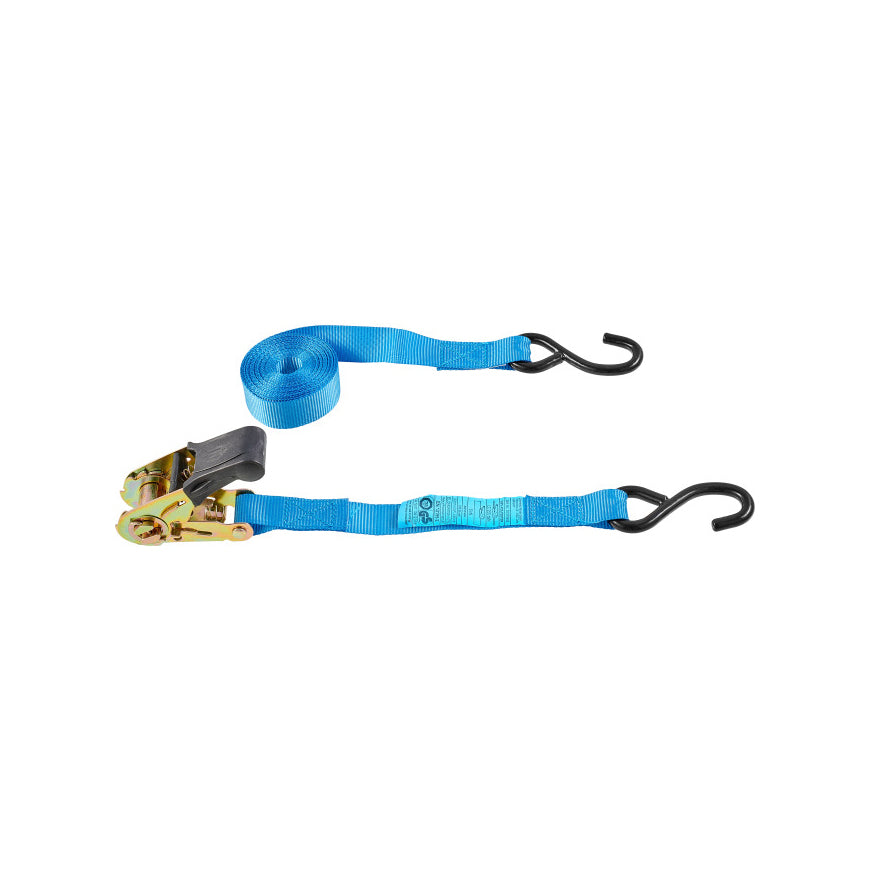 Cinghia di ancoraggio 500 kg. con tenditore e cinghia con gancio a uncino 25 mm. x 4 mt. Set 4 pz.