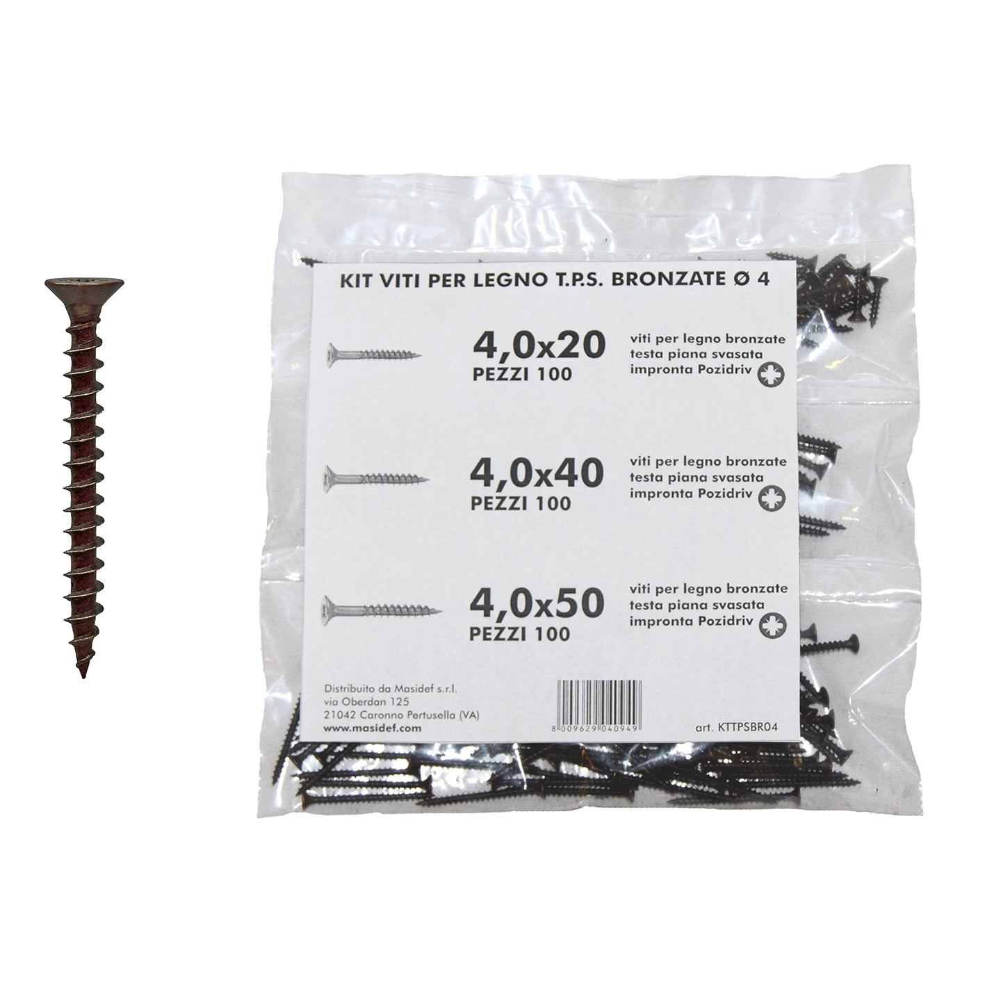 Kit viti TPS bronzate 4 mm. 300 pezzi