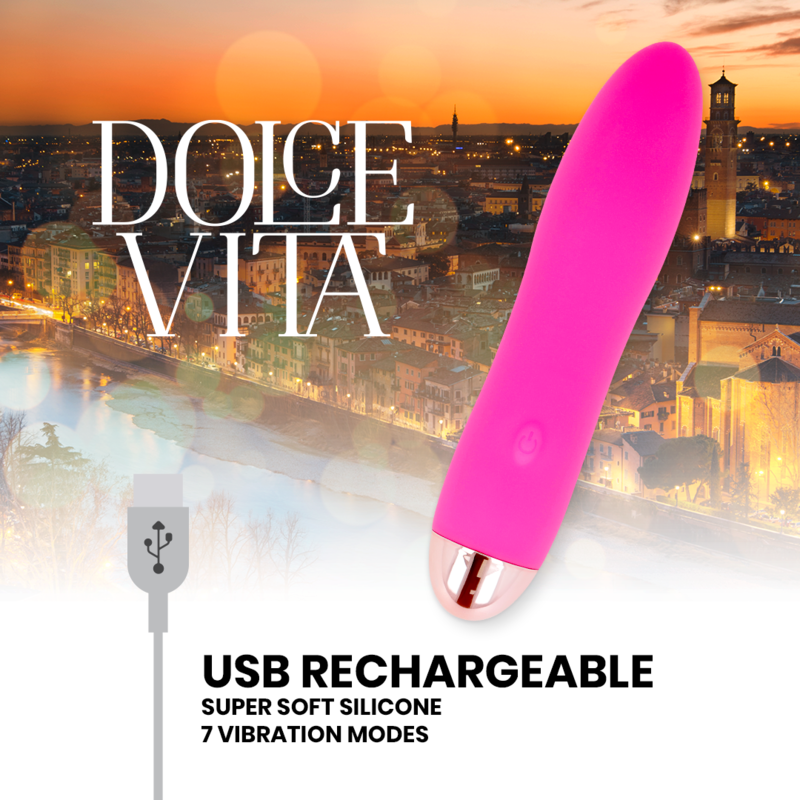 DOLCE VITA - VIBRATORE RICARICABILE QUATTRO ROSA 7 VELOCIT