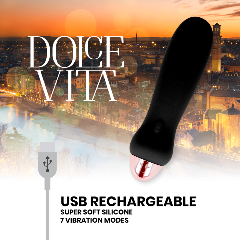 DOLCE VITA - VIBRATORE RICARICABILE CINQUE NERO A 7 VELOCIT