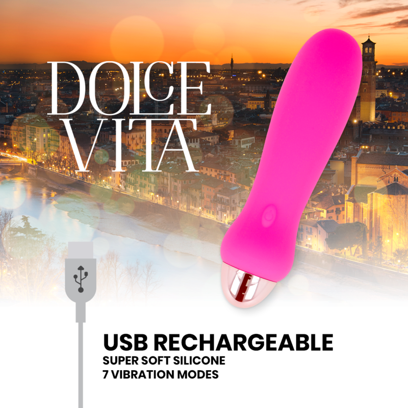 DOLCE VITA - VIBRATORE RICARICABILE CINQUE ROSA 7 VELOCIT