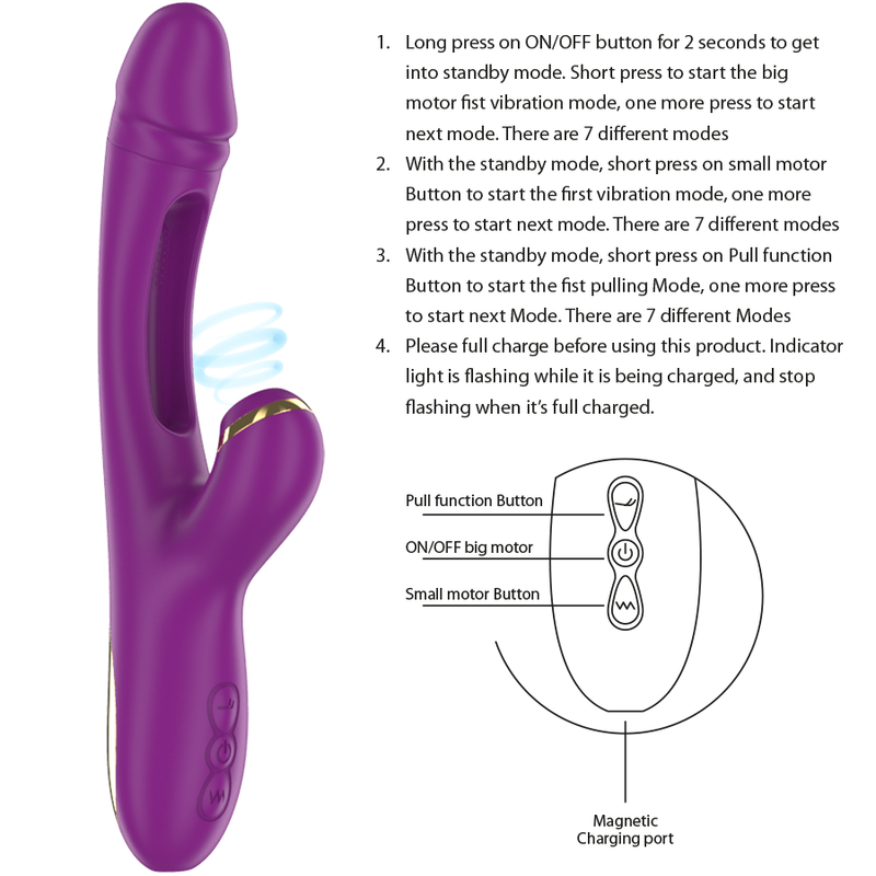 INTENSE - ATENEO VIBRATORE MULTIFUNZIONE RICARICABILE 7 VIBRAZIONI CON LINGUA OSCILLANTE E ASPIRAZIONE VIOLA