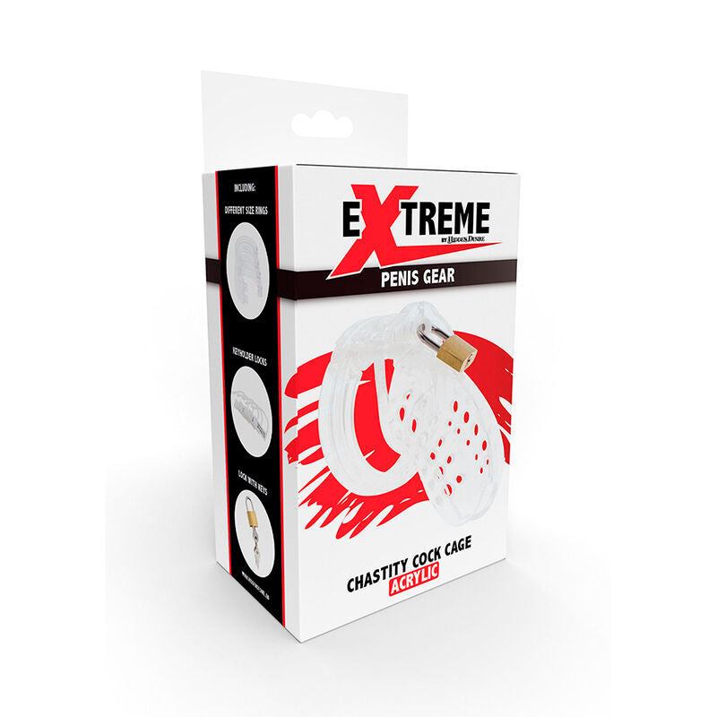 HIDDEN DESIRE - EXTREME GABBIA PER CAZZO CASTIT ACRILICO REGOLABILE TRASPARENTE