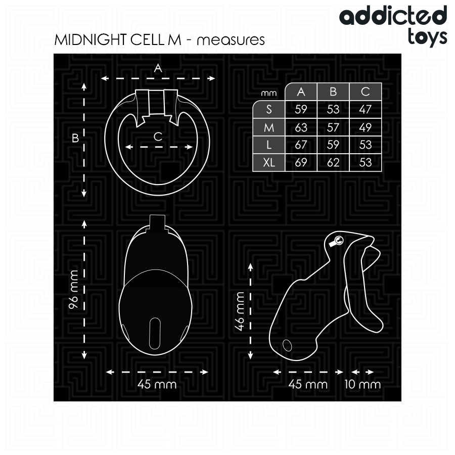 ADDICTED TOYS LOCKED - MINDNIGHT CELL GABBIA PER PENE TAGLIA M