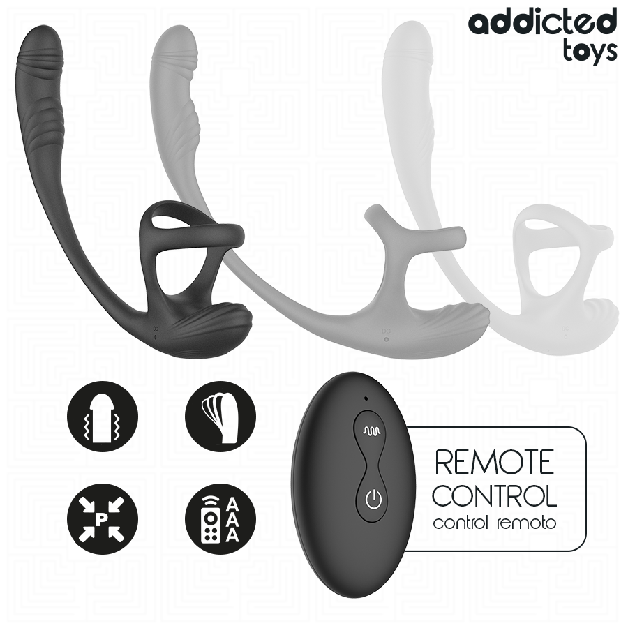 ADDICTED TOYS - PLUG ANALE CON VIBRAZIONE E OSCILLAZIONE A 360 E STIMOLATORE DEI TESTICOLI