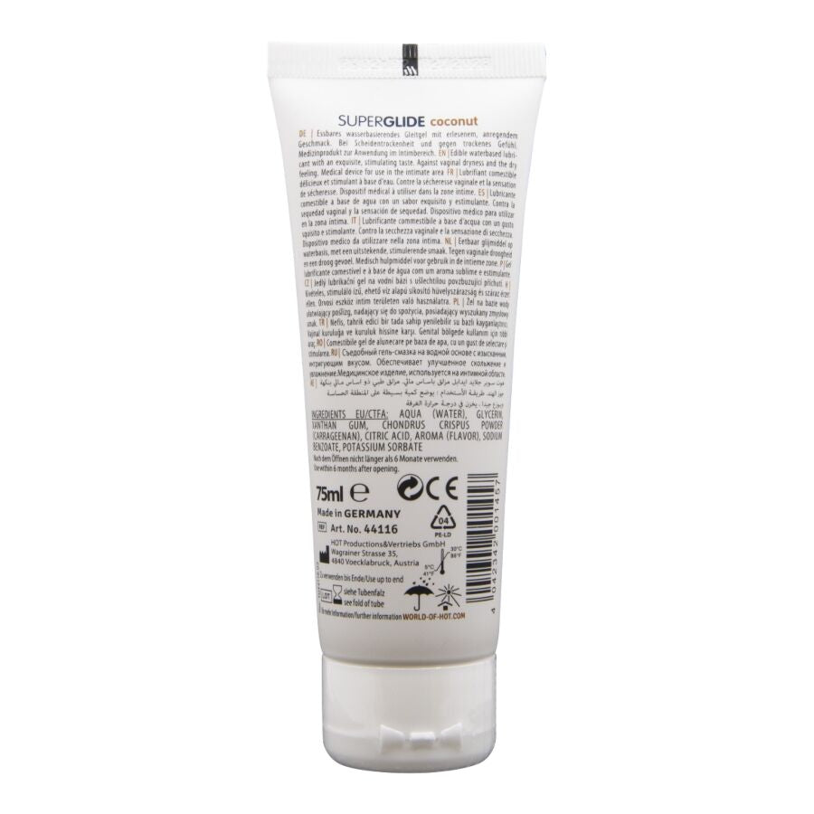 HOT - SUPERGLIDE LUBRIFICANTE COMMESTIBILI A BASE D'ACQUA DI COCCO 75 ML