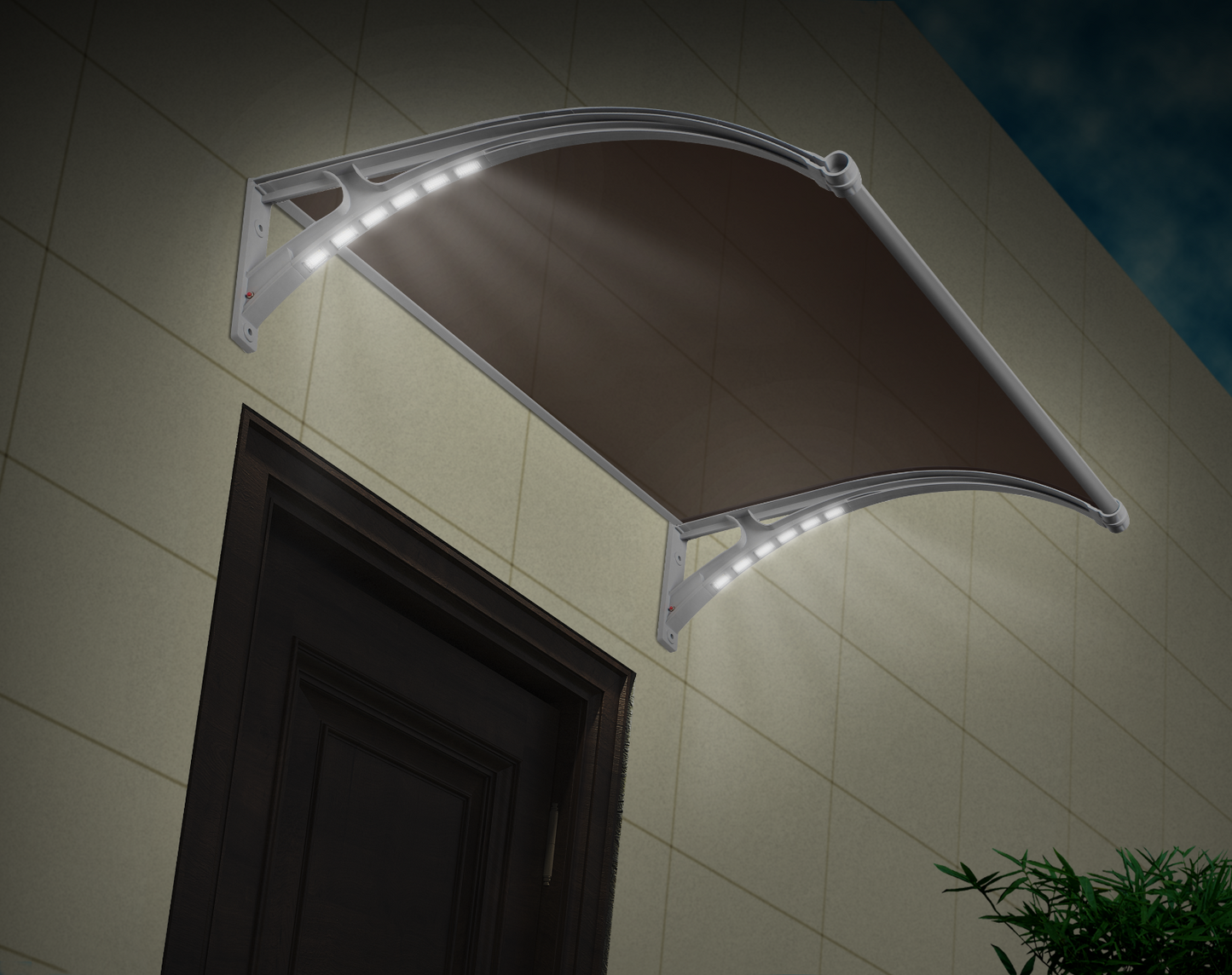 Pensilina a Led integrata nei bracci 100x150 cm c/profilo centrale in Abs e e copertura in policarbonato alveolare opalino 5,2 mm Colore grigio