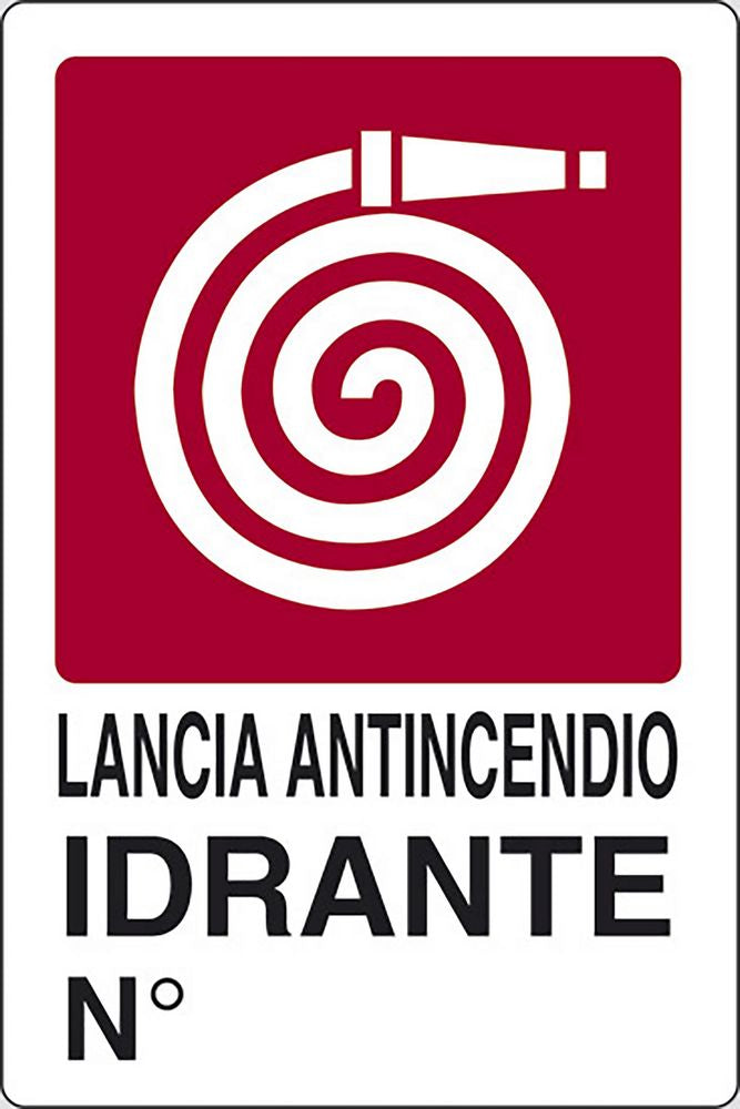 Cartello Lancia antincendio idrante N luoghi pubblici 30CMx20CM