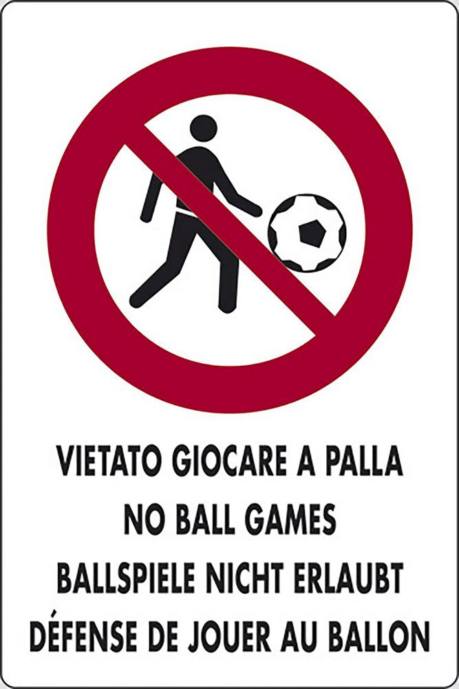 Cartello Vietato giocare a palla luoghi pubblici 30CMx20CM